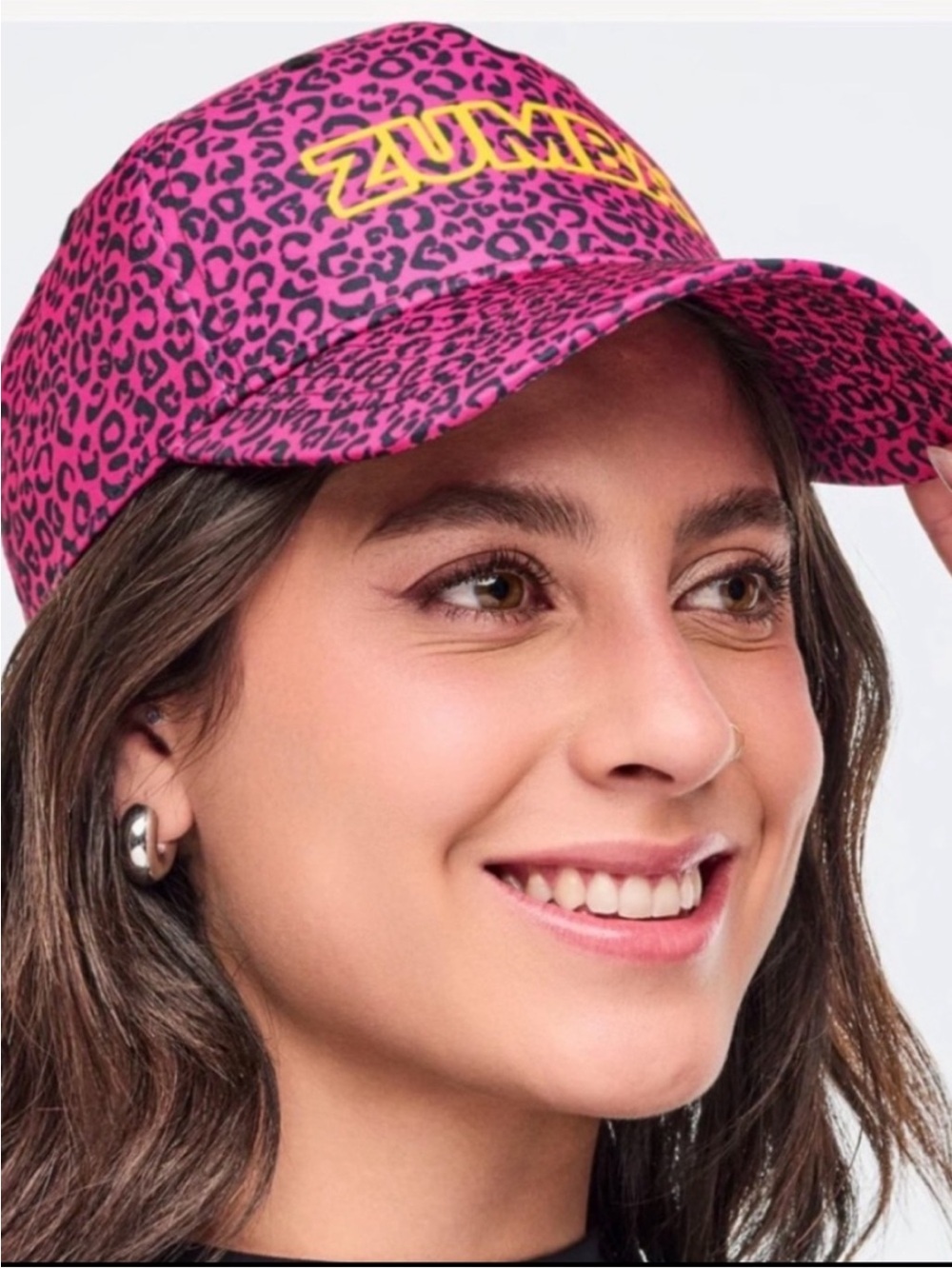 Zumba Fitness Hot Pink Leopard Baseball Hat with Yellow Logo
